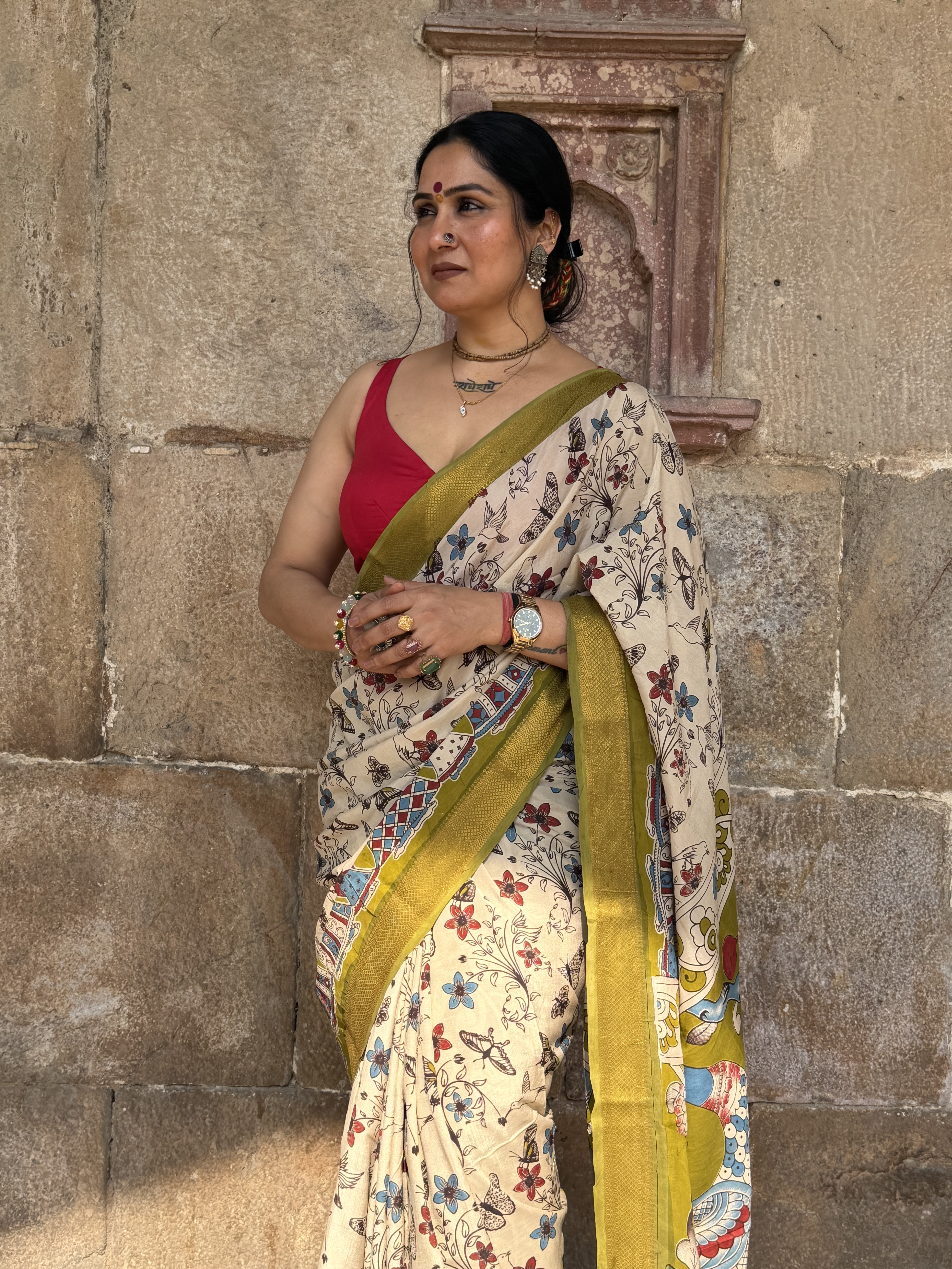 Kalamkari Silk Nizam border Saree